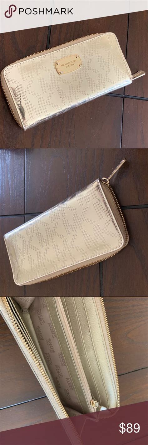 michael kors metallic gold wallet|mk outlet wallet.